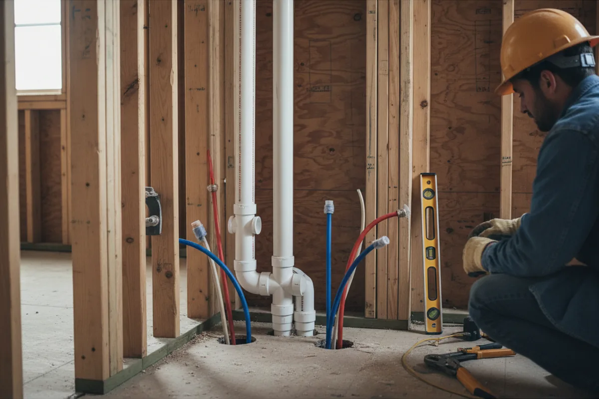 Drain and supply rough-in during Toilet Repair and Installation in Flint